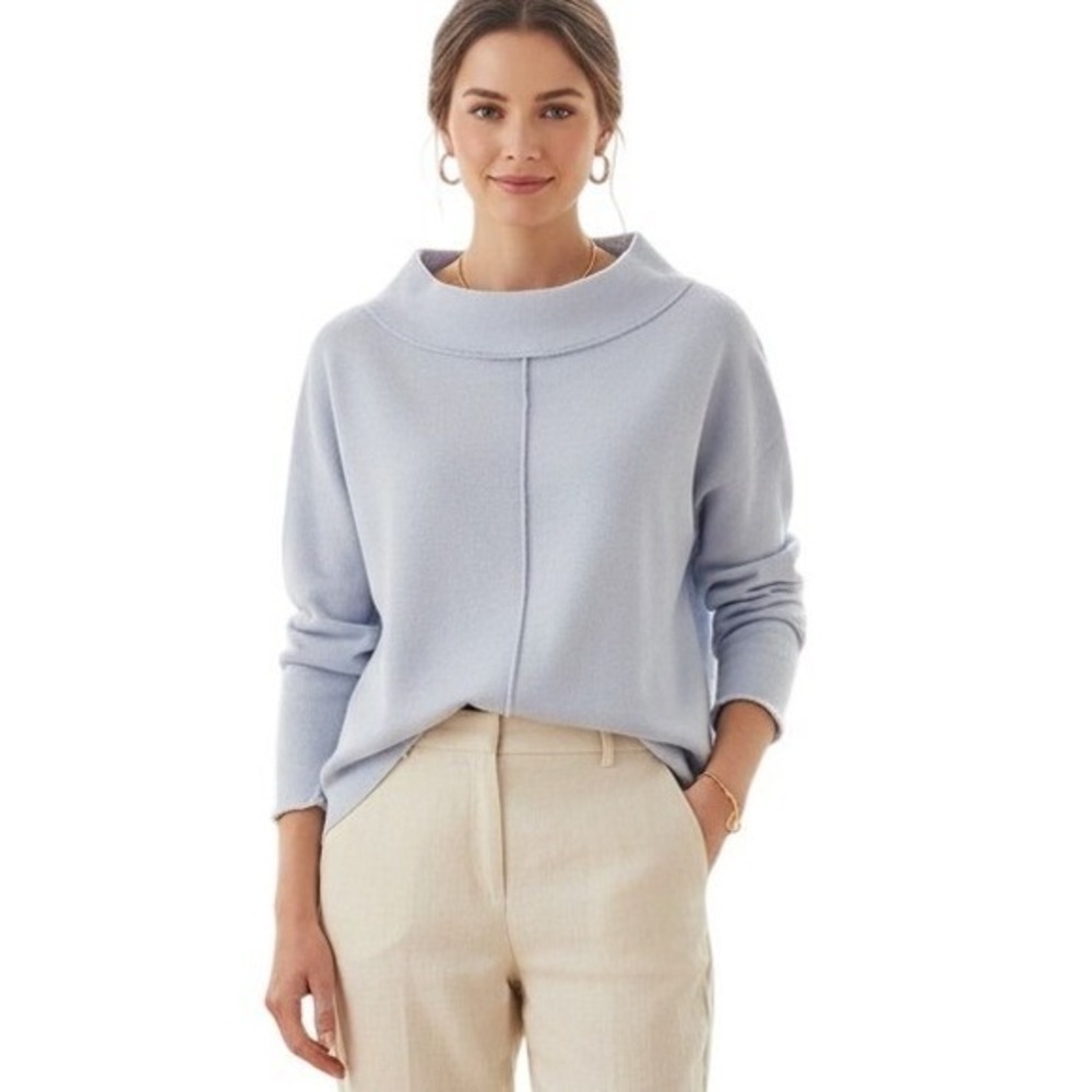 Eileen Fisher Mock Neck Dolman Sleeve Pullover Sweater Size Medium $285
